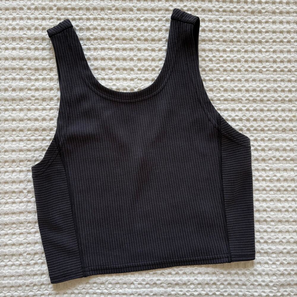 LULULEMON Gray Ribbed Softstreme Cropped Tank Top 4